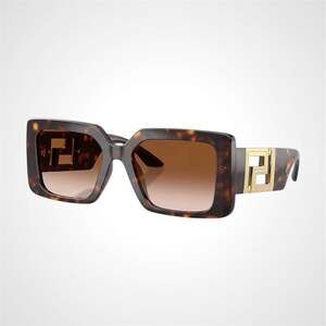 VERSACE Sunglasses Brown Acetate Square Gold Metal Greca Logo